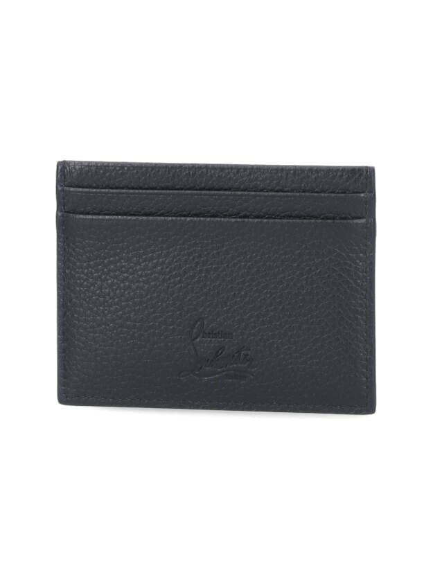 Christian Louboutin Stud-Embellished Calf Leather Card Case — Black, view 2