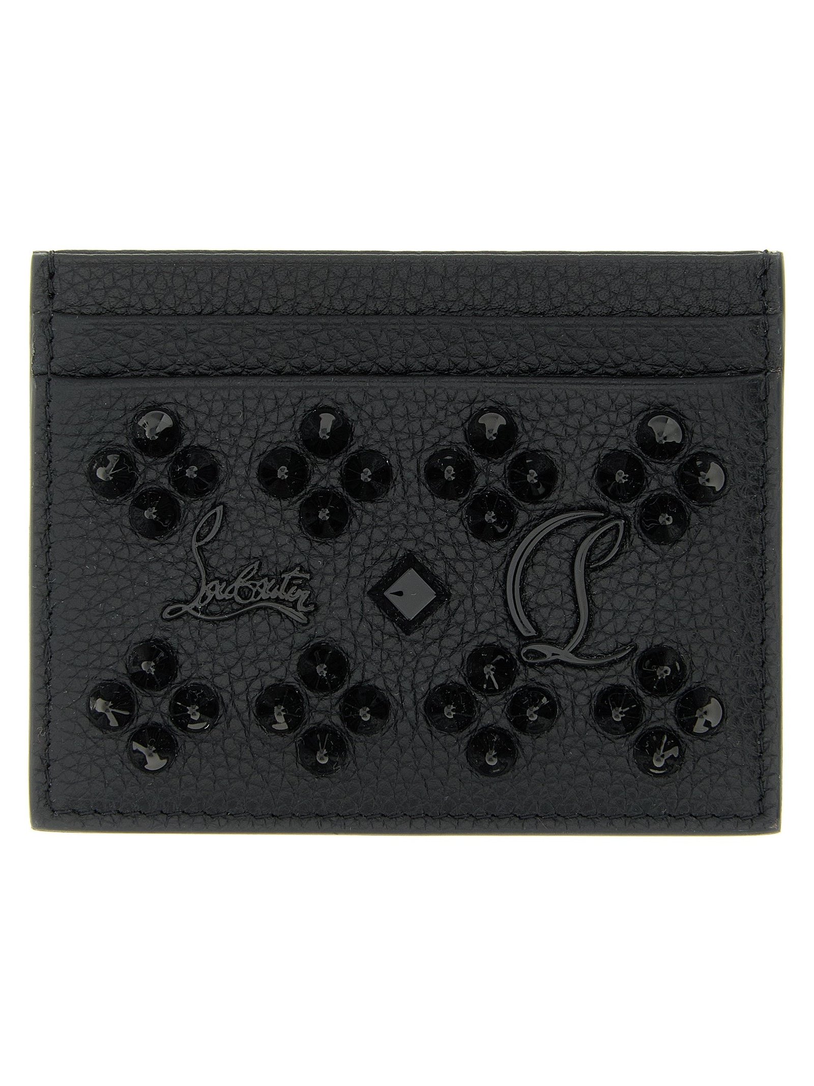 Christian Louboutin Studded Calfskin Card Case — Black by Christian Louboutin