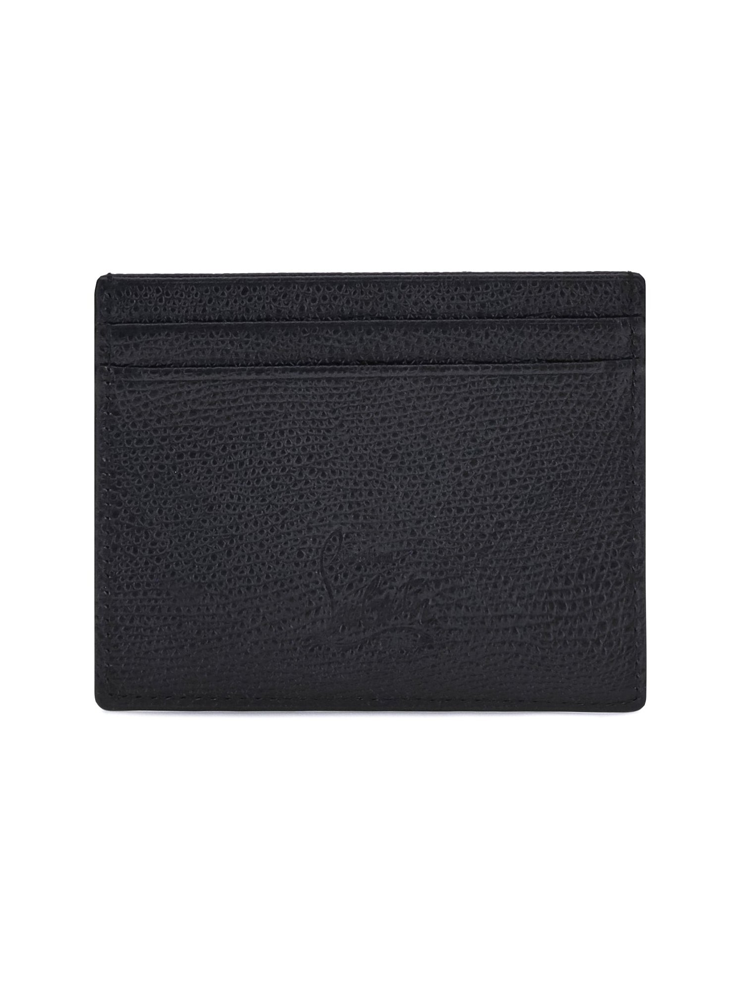 Christian Louboutin Logo-Embossed Calfskin Card Case — Black, view 2
