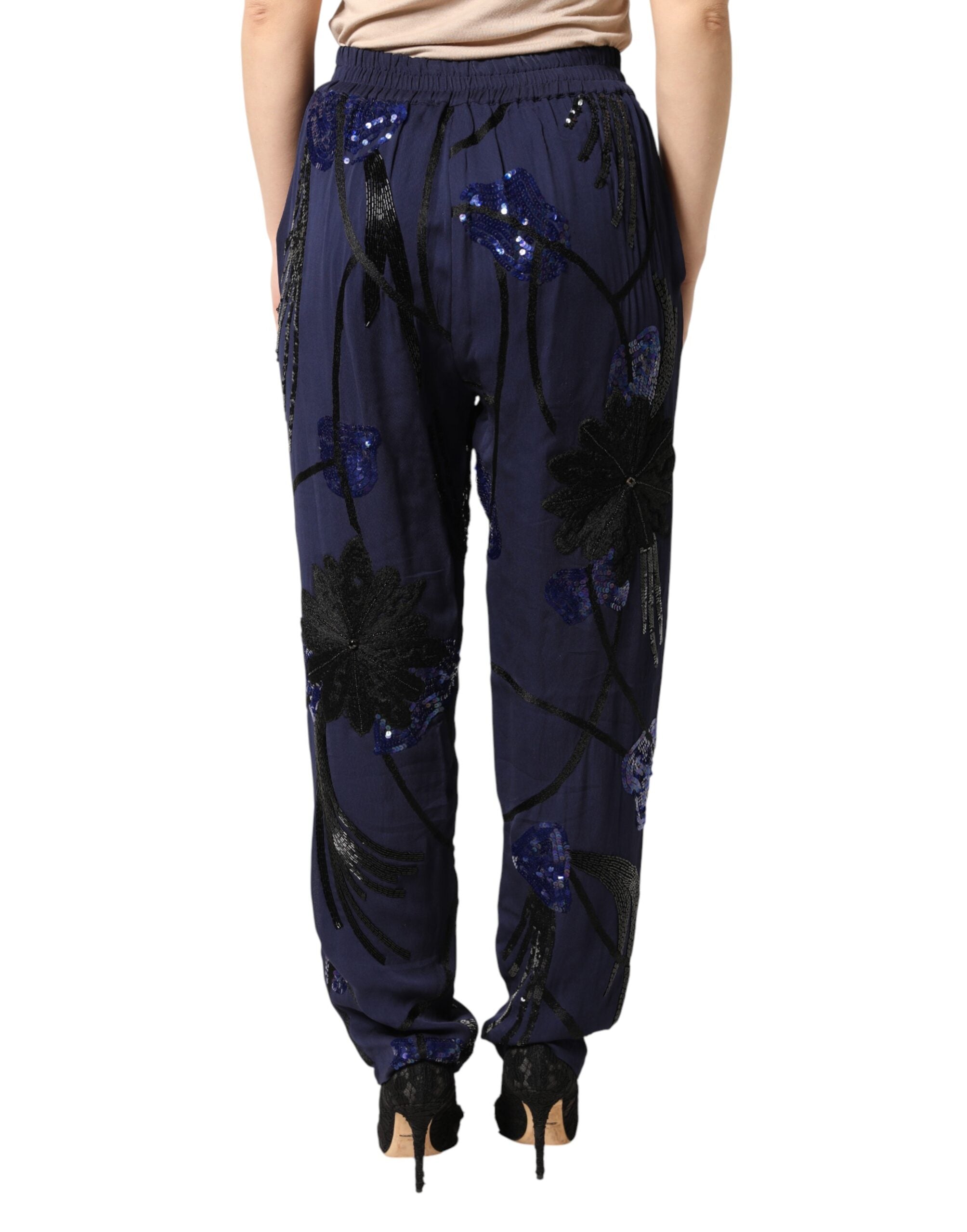 Christian Pellizzari Sequined Tapered Trousers — Navy, view 4