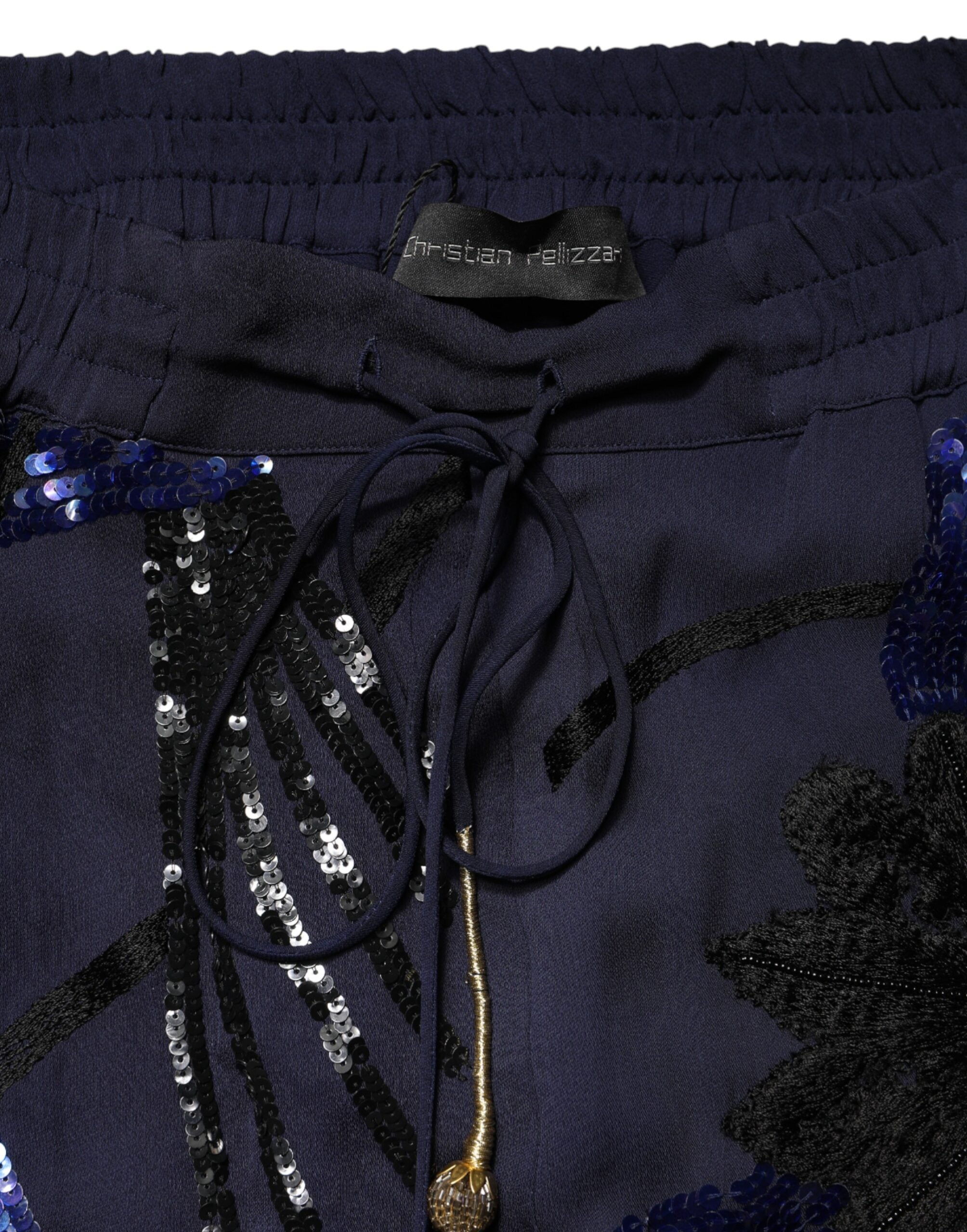 Christian Pellizzari Sequined Tapered Trousers — Navy, view 6