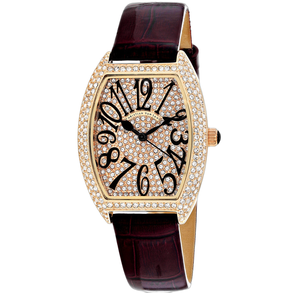 Christian Van Sant Crystal-Embellished Watch — Rose gold by Christian Van Sant