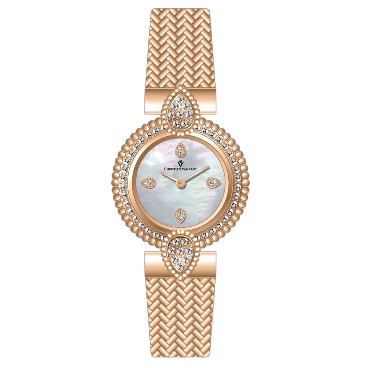 Christian Van Sant Crystal-Set Watch — Rose gold by Christian Van Sant