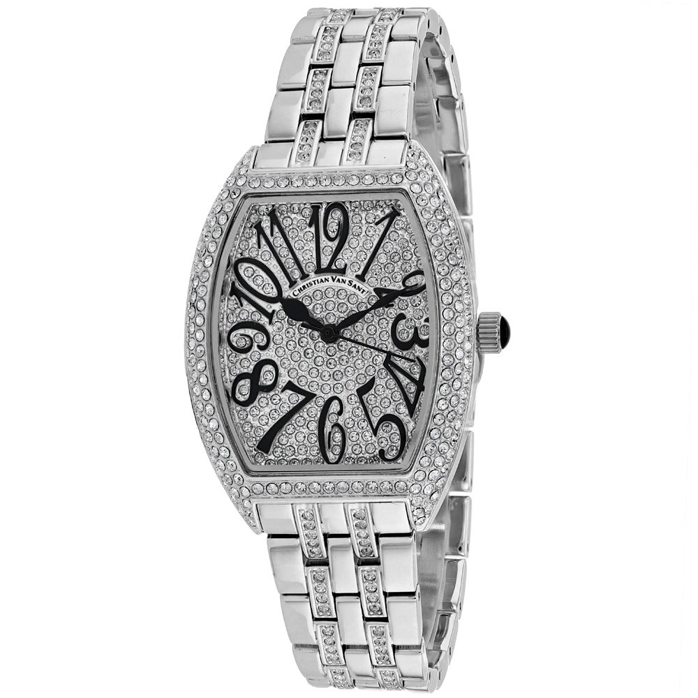 Christian Van Sant Crystal-Embellished Watch — Silver by Christian Van Sant