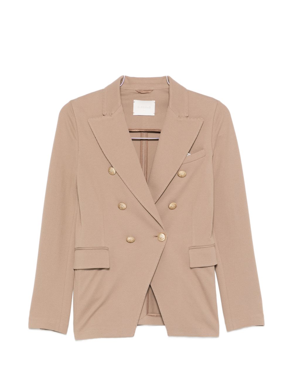 Circolo 1901 Double-Breasted Cotton Blazer — Beige by Circolo 1901