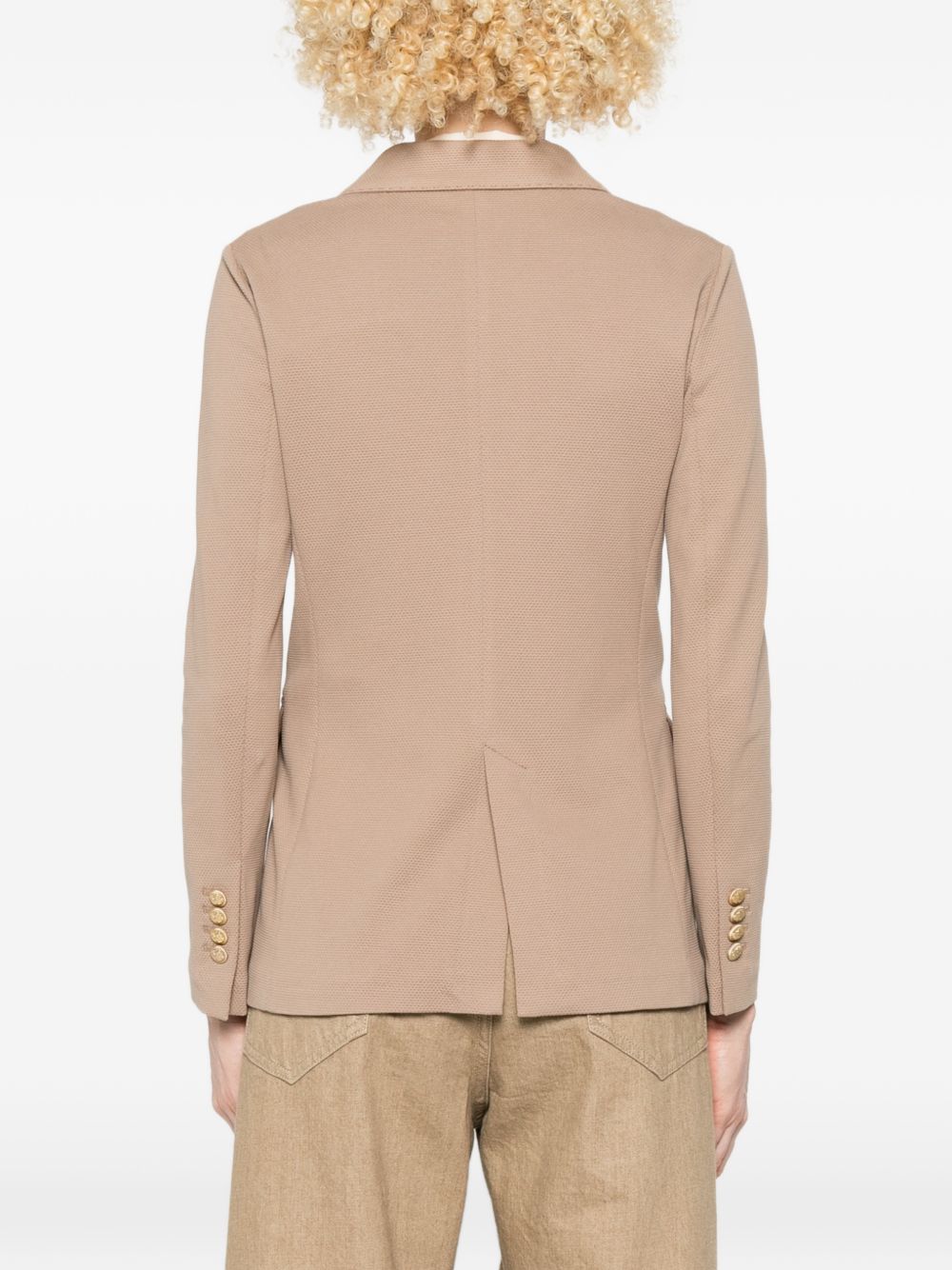 Circolo 1901 Double-Breasted Cotton Blazer — Beige, view 4