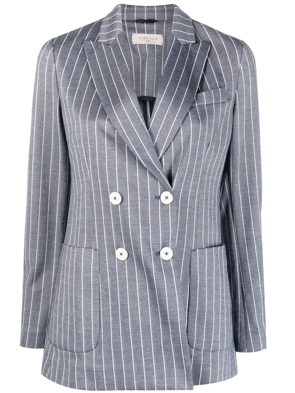 Circolo 1901 Pinstripe Cotton Blazer — Blue-grey by Circolo 1901