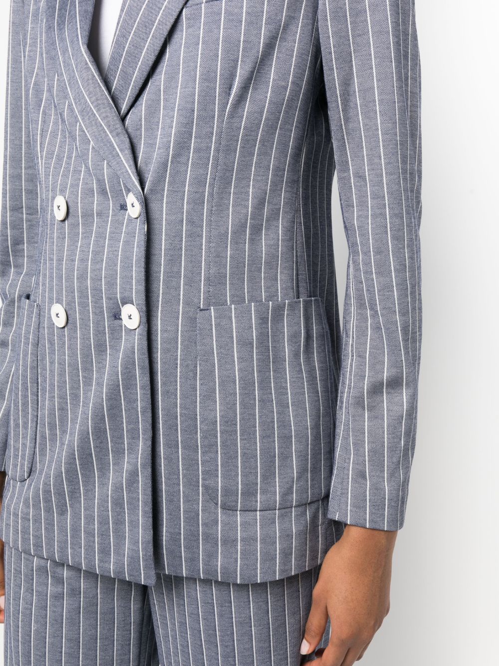 Circolo 1901 Pinstripe Cotton Blazer — Blue-grey, view 2
