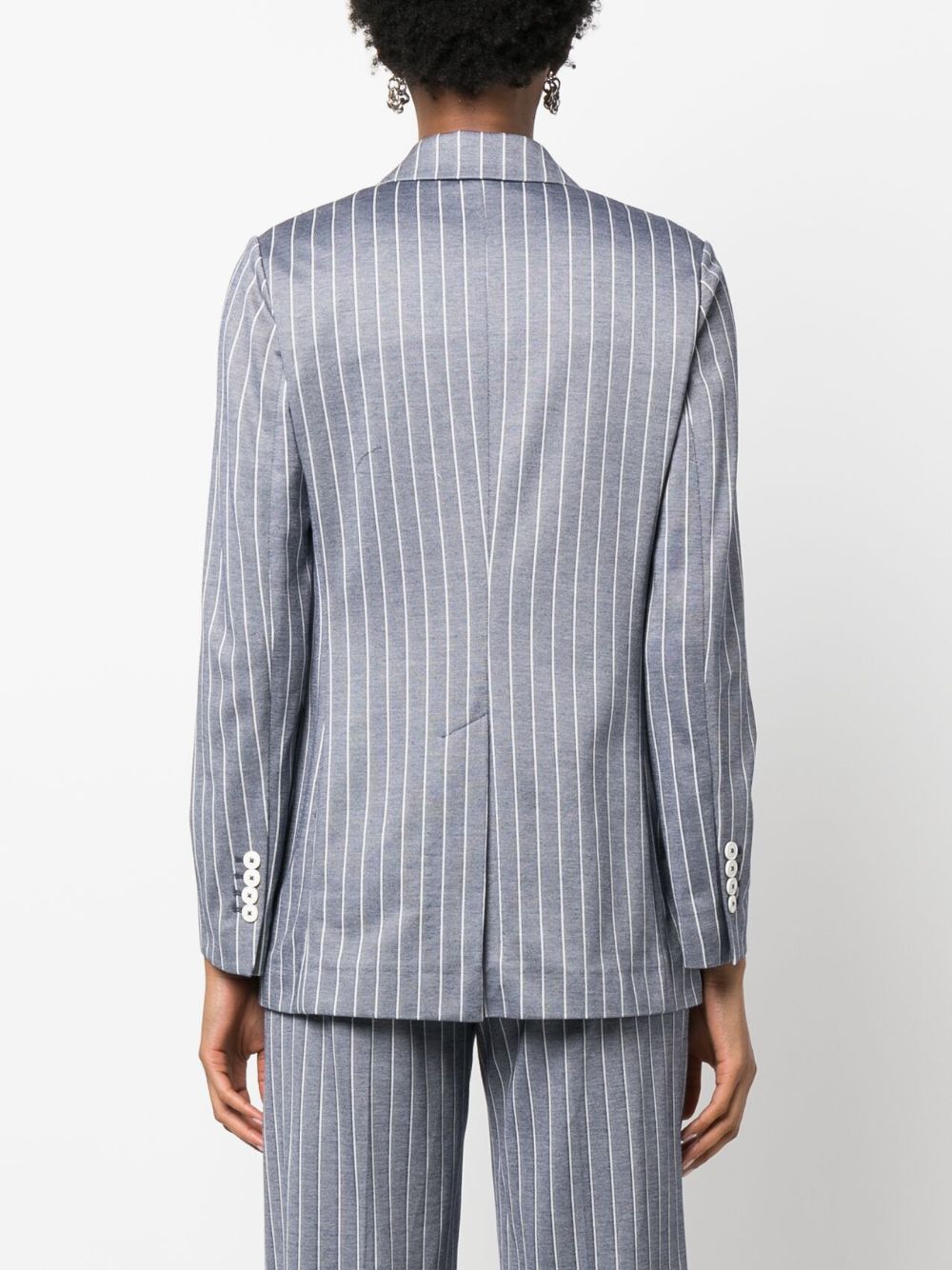 Circolo 1901 Pinstripe Cotton Blazer — Blue-grey, view 4