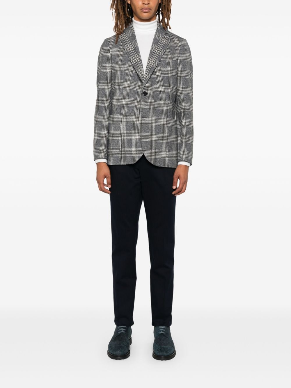 Circolo 1901 Prince of Wales Cotton Blazer — Gray, view 2