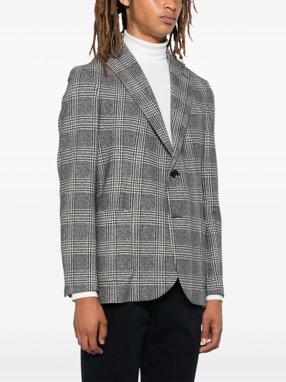 Circolo 1901 Prince of Wales Cotton Blazer — Gray, view 4