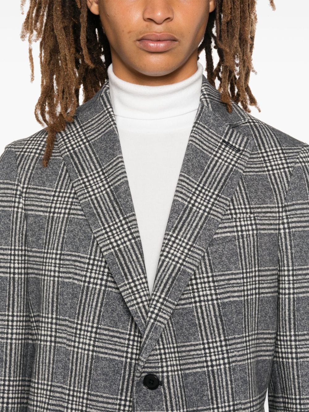 Circolo 1901 Prince of Wales Cotton Blazer — Gray, view 5
