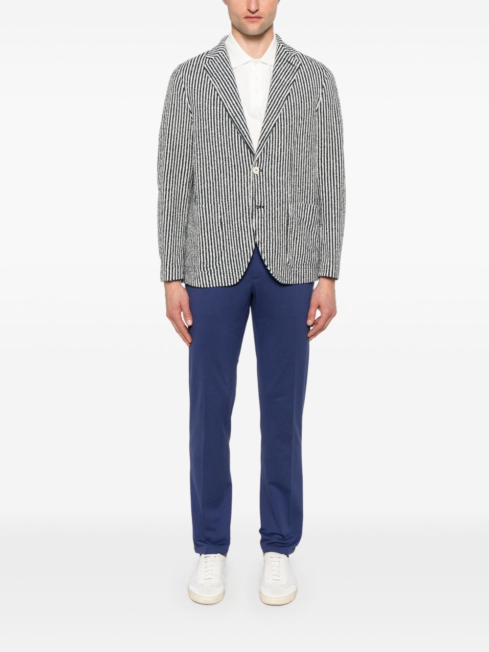 Circolo 1901 Striped Cotton Blazer — Navy, view 2
