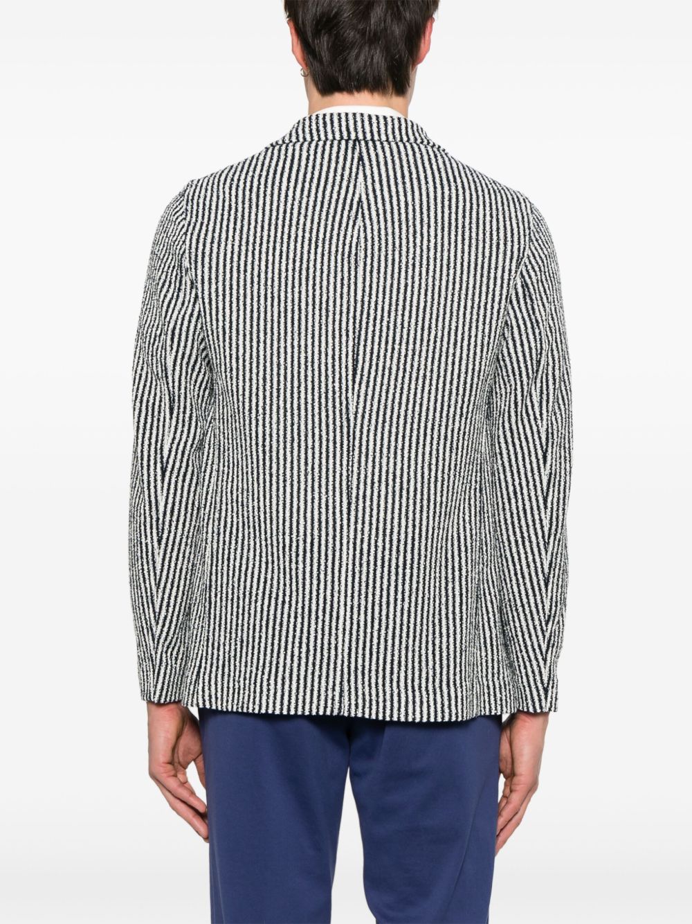 Circolo 1901 Striped Cotton Blazer — Navy, view 3