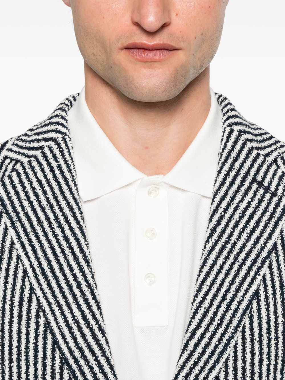 Circolo 1901 Striped Cotton Blazer — Navy, view 4