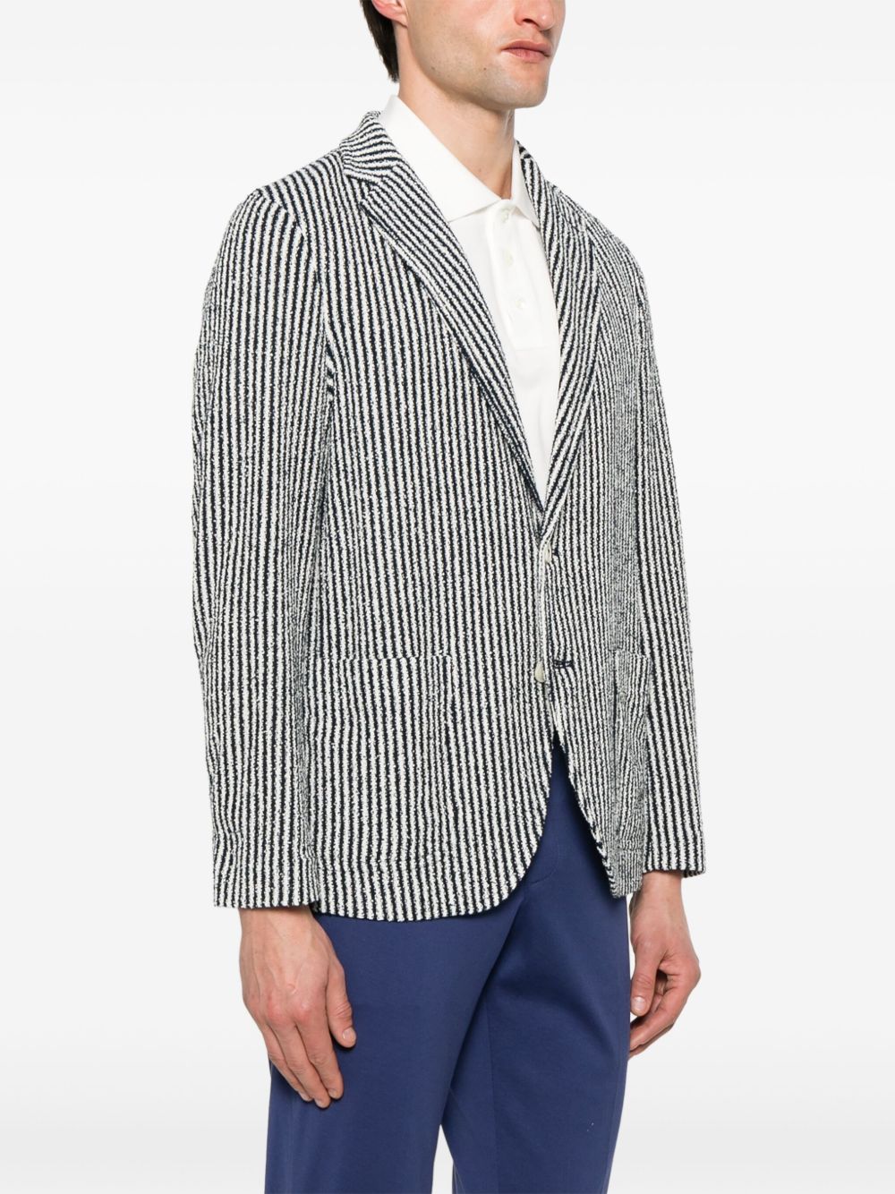 Circolo 1901 Striped Cotton Blazer — Navy, view 5