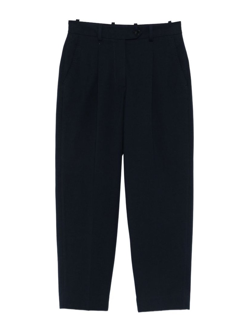 Circolo 1901 Pleated Cotton Trousers — Navy by Circolo 1901
