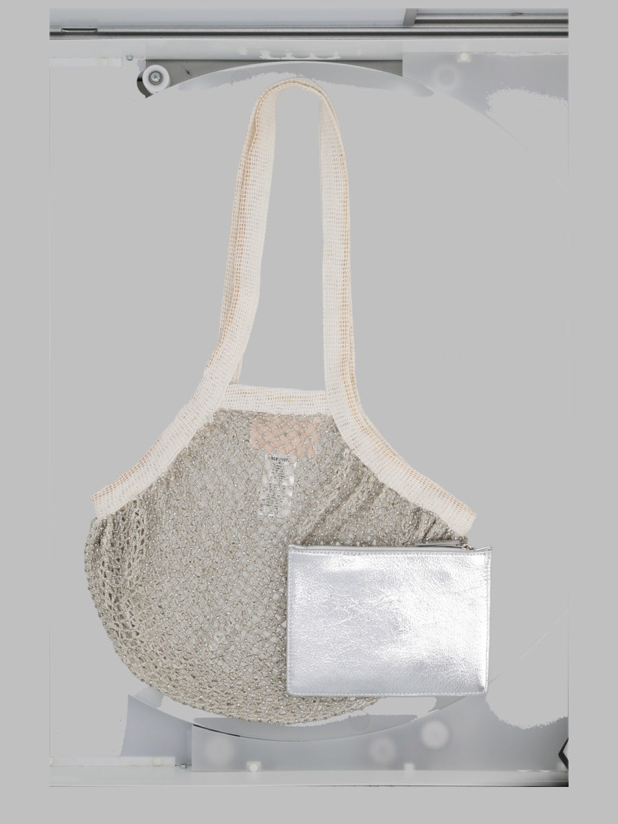 Circus Hotel Mesh Cotton Shoulder Bag — Silver by Circus Hotel