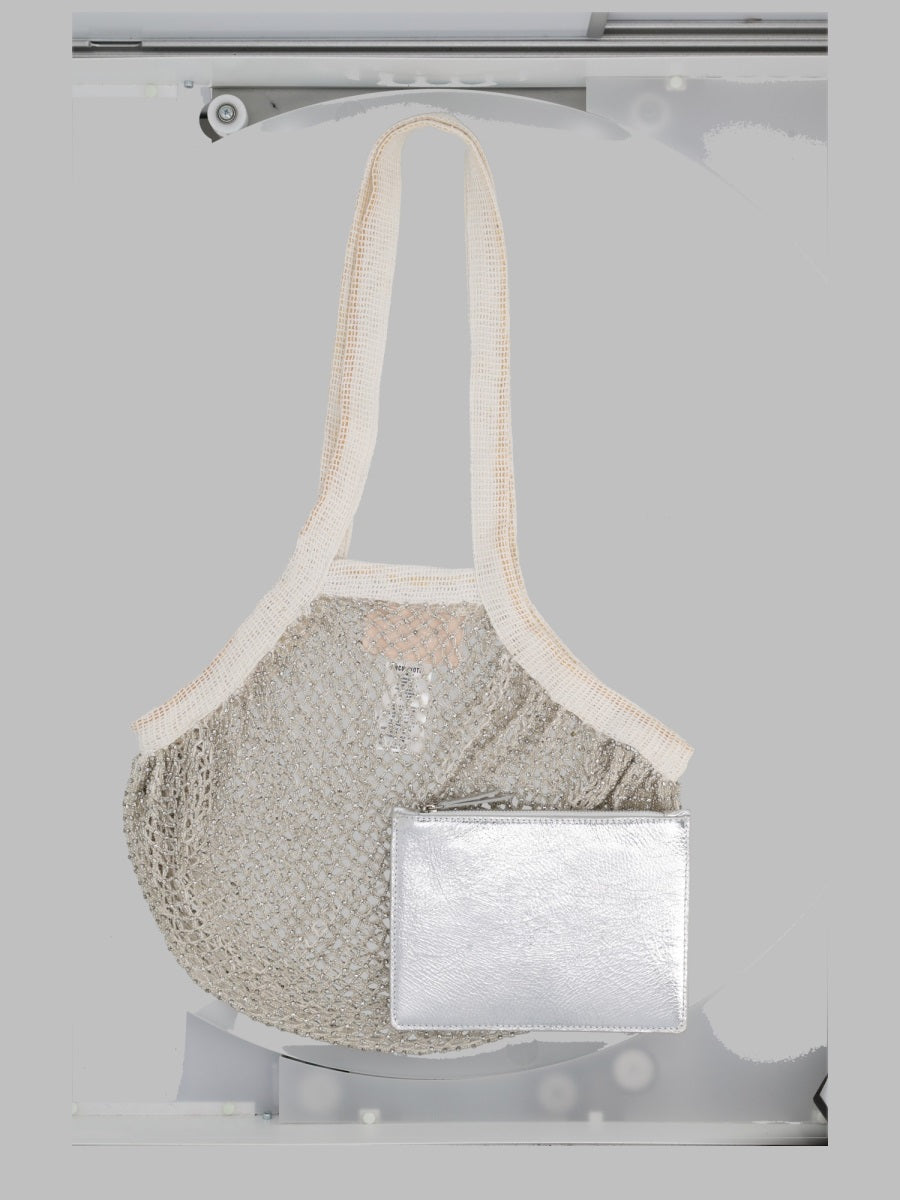 Circus Hotel Mesh Cotton Shoulder Bag — Silver, view 2