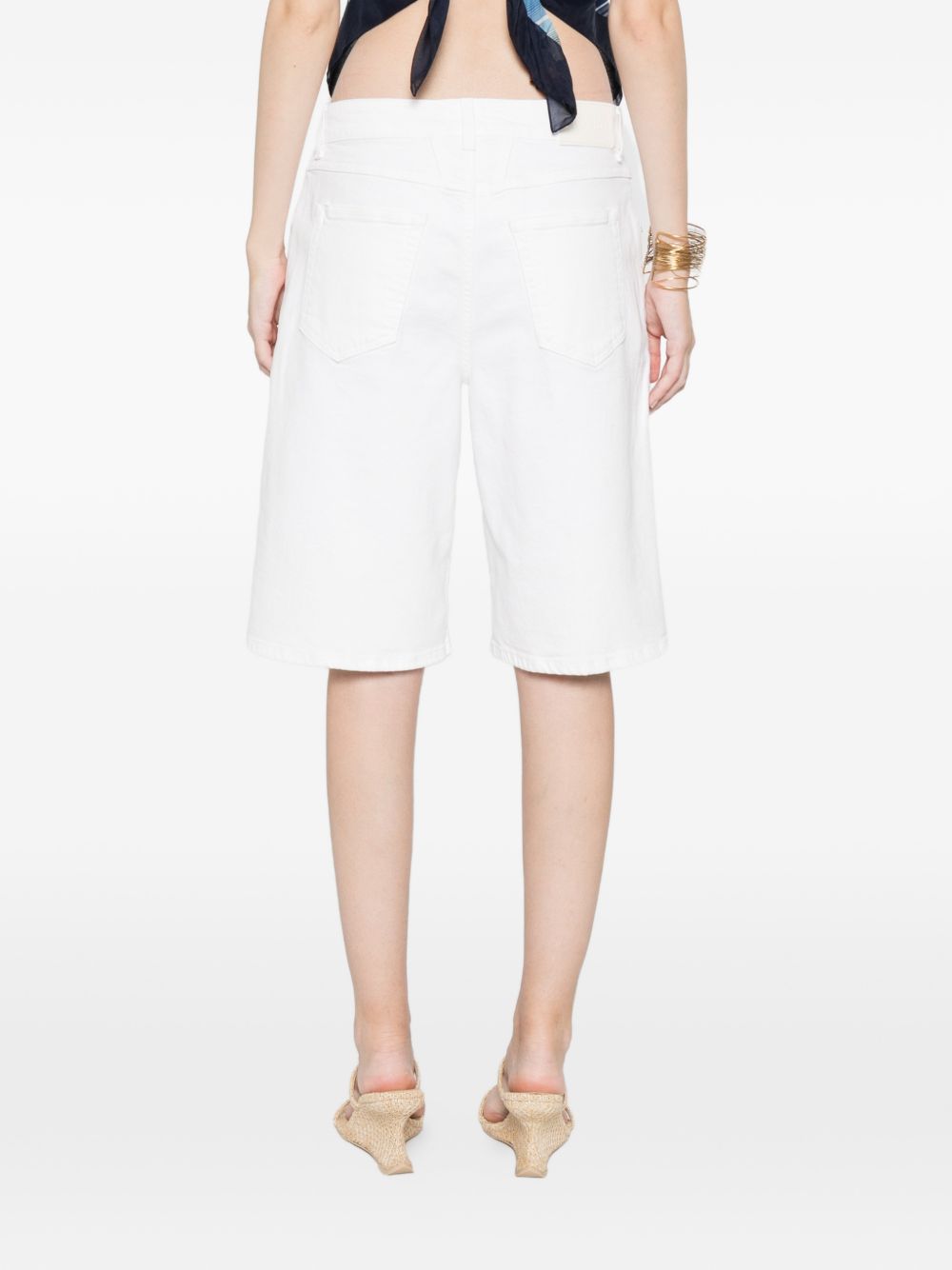 Closed Cotton Bermuda Shorts — White, view 3