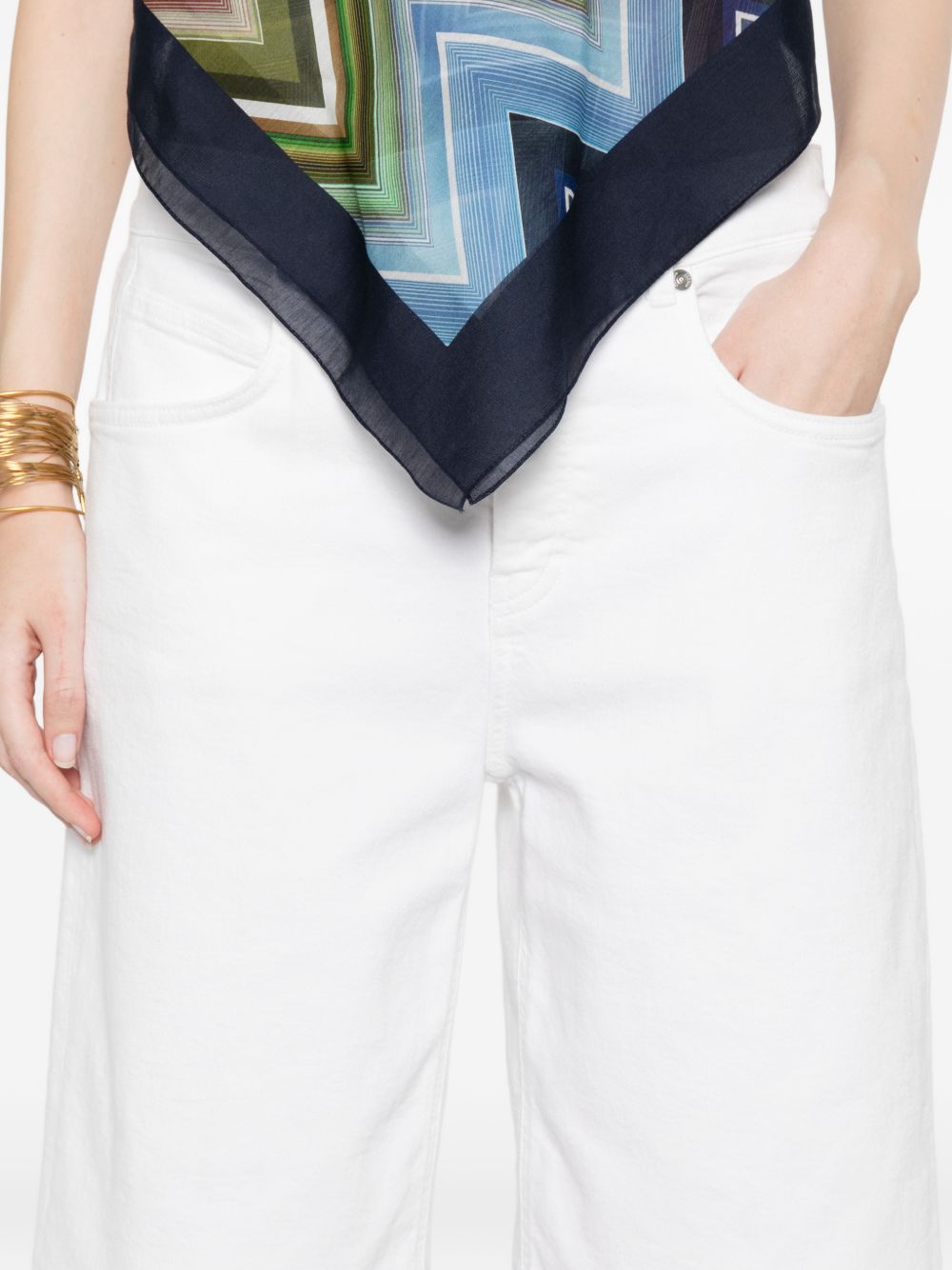 Closed Cotton Bermuda Shorts — White, view 4