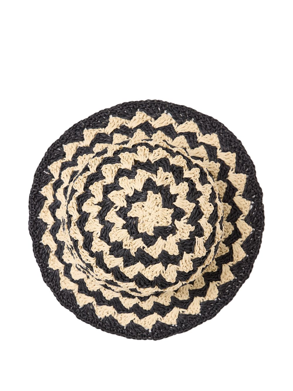 Closed Woven Straw Bucket Hat — Black, view 3