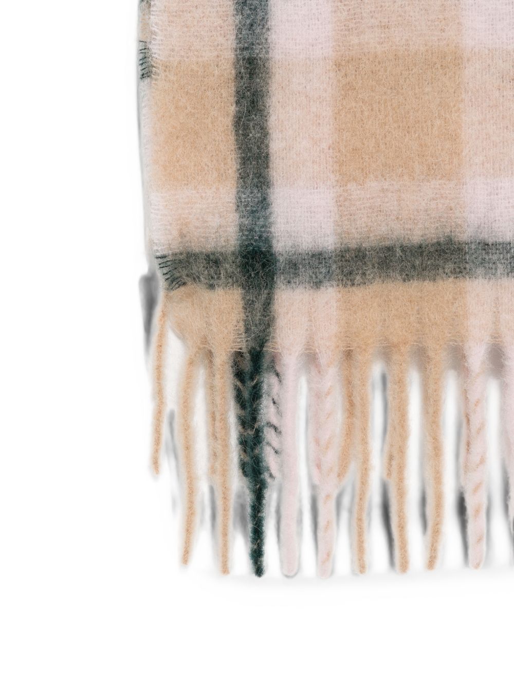 Closed Checked Alpaca-Blend Scarf — Pink, view 3