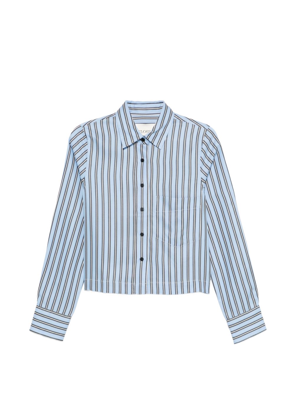 Closed Blue Striped Cropped Shirt — Blue by Closed