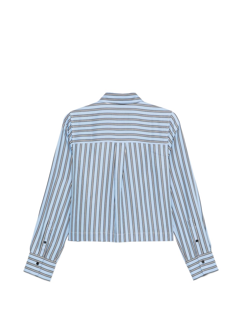 Closed Blue Striped Cropped Shirt — Blue, view 2