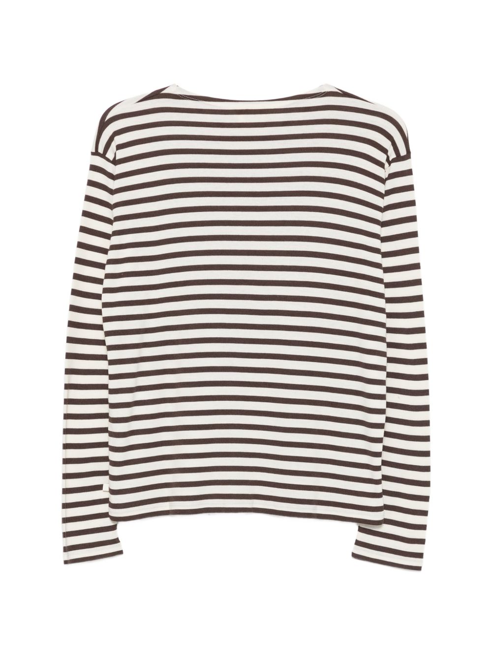 Closed Striped Cotton Blend T-Shirt — Brown, view 2