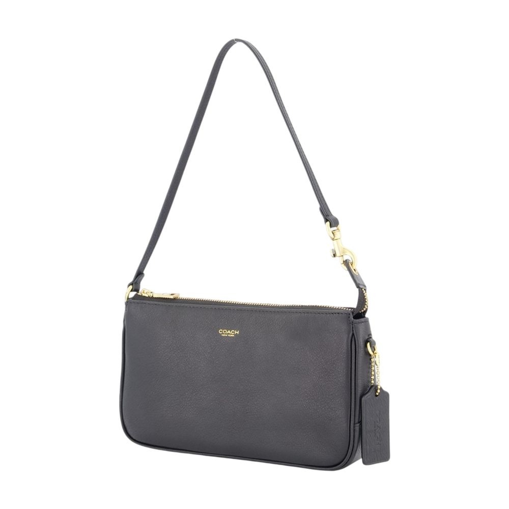 Coach Calfskin Leather Shoulder Bag — Black, view 2