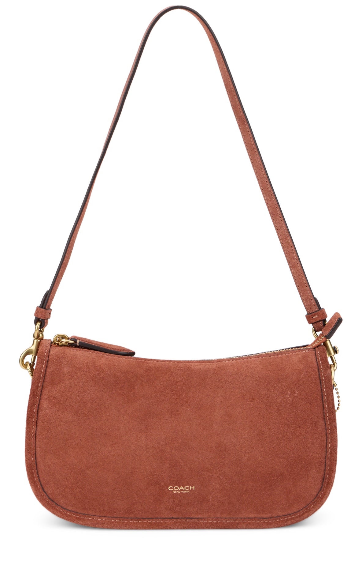 Coach Suede Calfskin Shoulder Bag — Brown, view 2