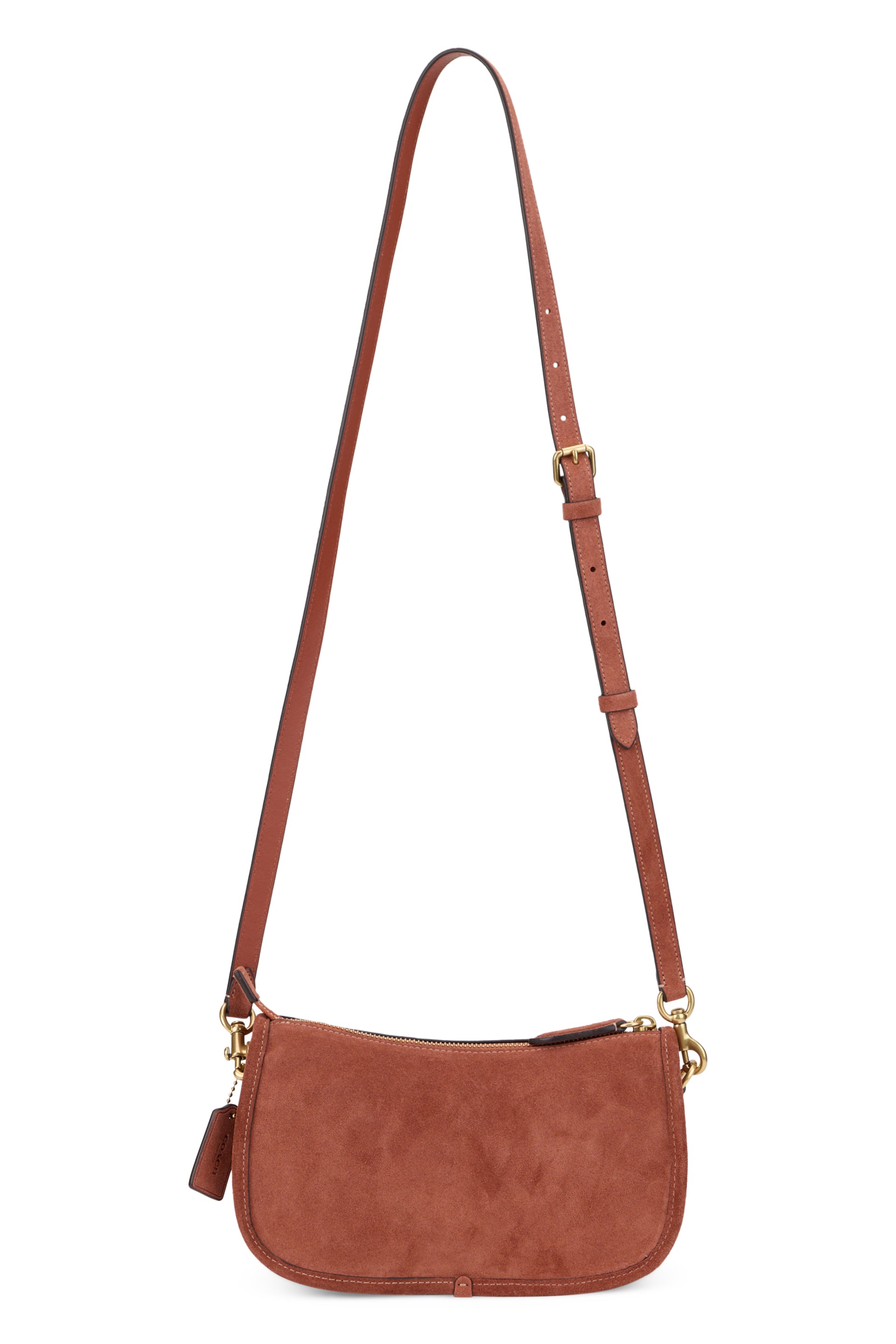 Coach Suede Calfskin Shoulder Bag — Brown, view 4