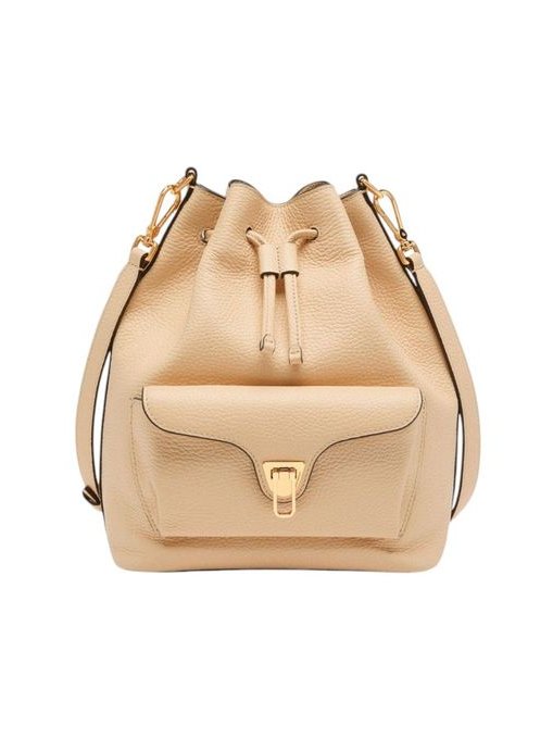 Coccinelle Leather Bucket Bag — Beige by Coccinelle