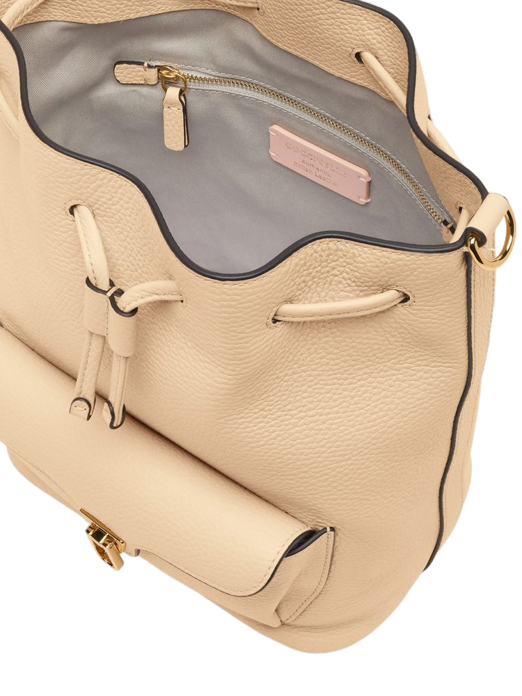 Coccinelle Leather Bucket Bag — Beige, view 4