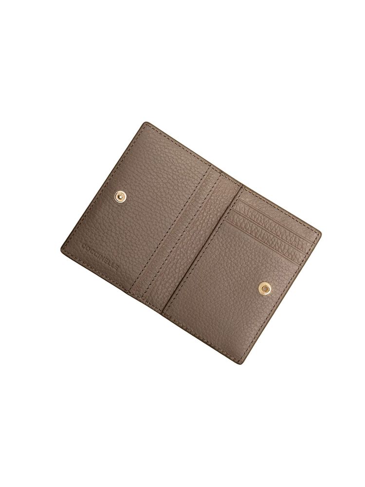 Coccinelle Grained Cowhide Card Case — Taupe, view 3