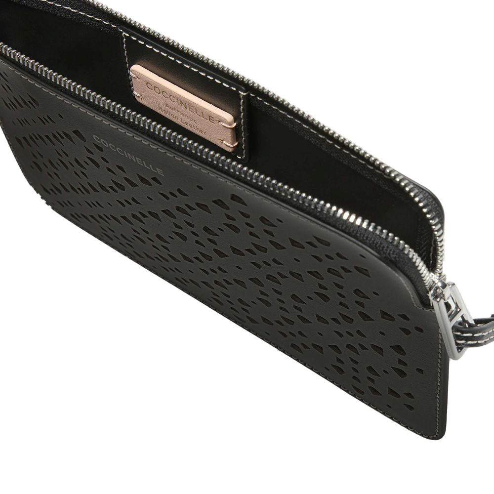 Coccinelle Leather Clutch — Black, view 4