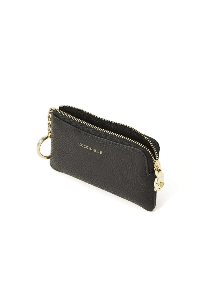 Coccinelle Grained Leather Coin Purse — Black, view 2
