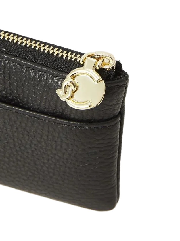 Coccinelle Grained Leather Coin Purse — Black, view 4