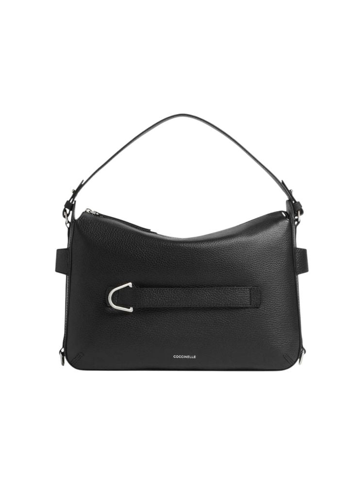 Coccinelle Grained Leather Hobo Bag — Black by Coccinelle