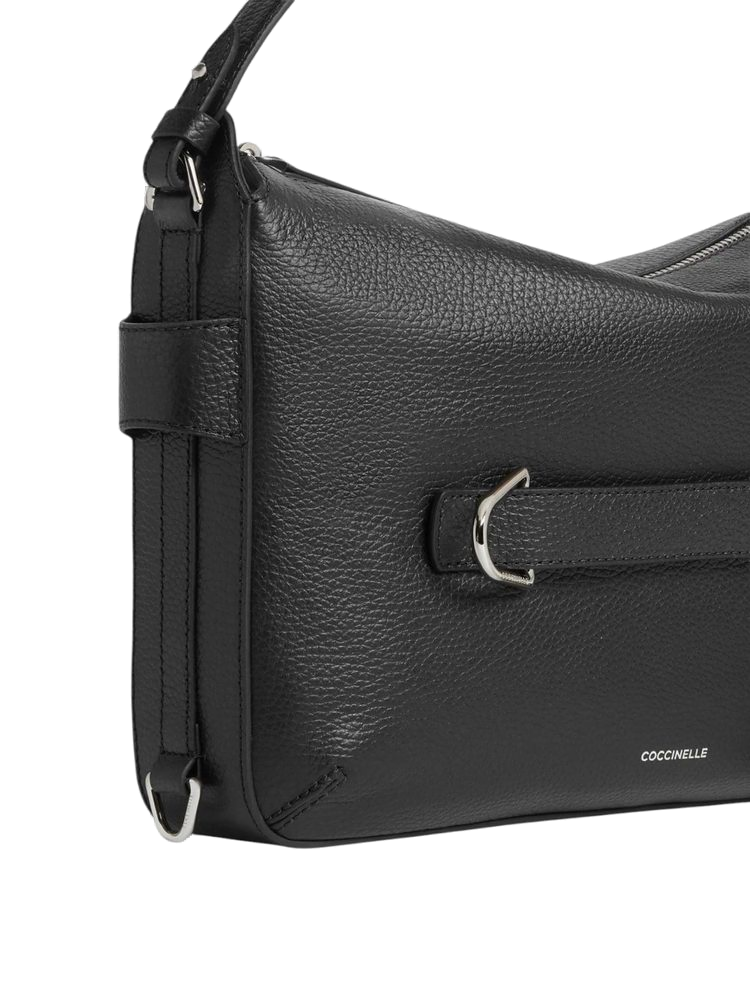 Coccinelle Grained Leather Hobo Bag — Black, view 2