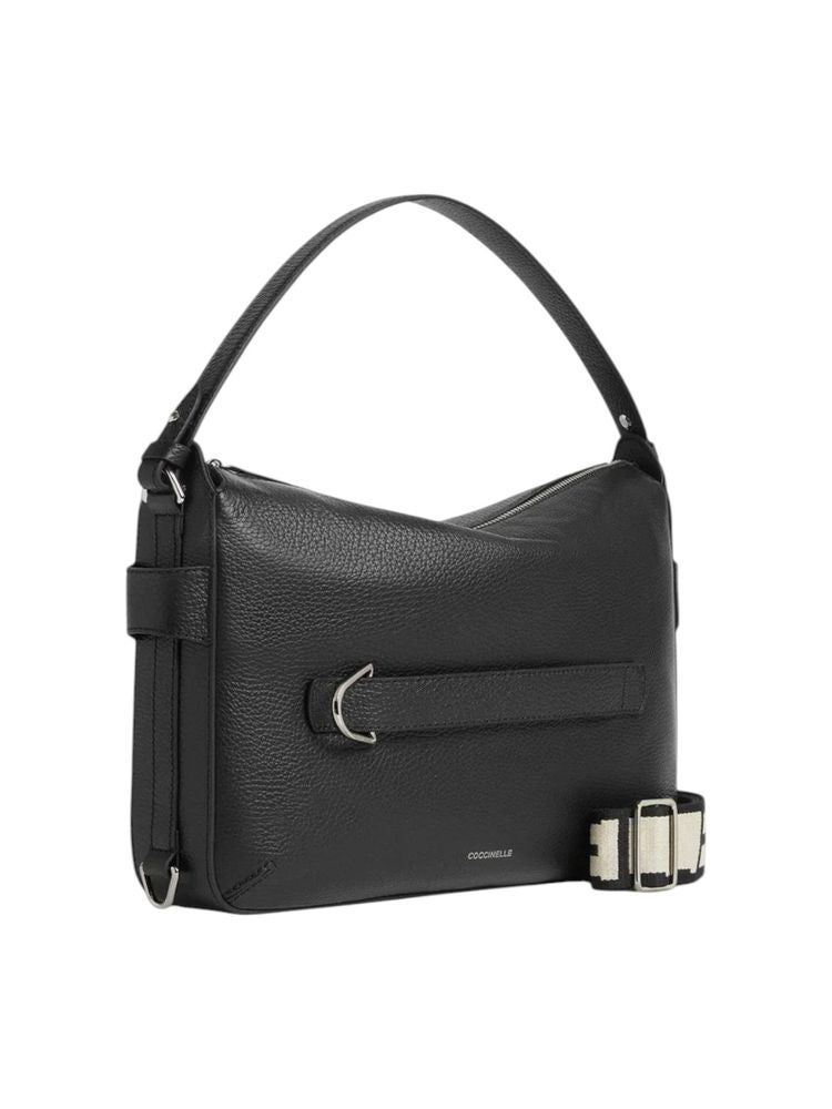 Coccinelle Grained Leather Hobo Bag — Black, view 3