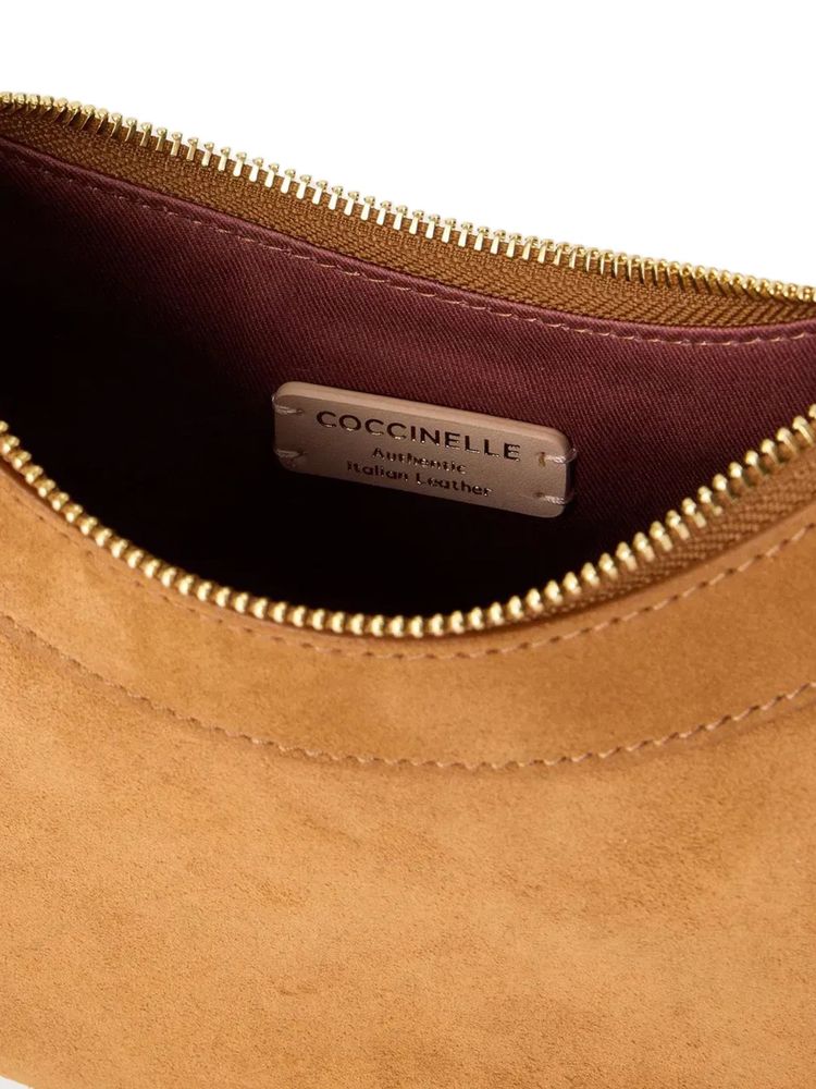 Coccinelle Suede and Leather Hobo Bag — Cognac by Coccinelle