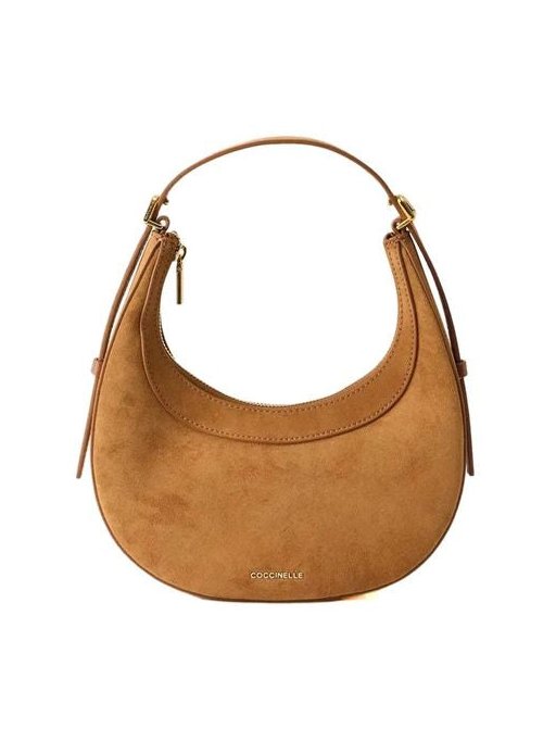 Coccinelle Suede and Leather Hobo Bag — Cognac, view 3
