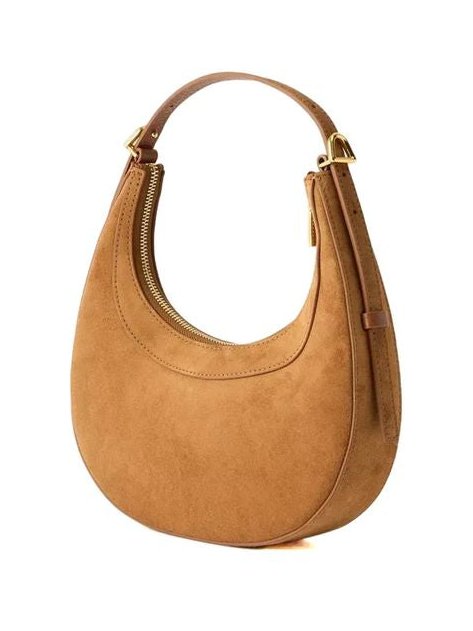 Coccinelle Suede and Leather Hobo Bag — Cognac, view 4