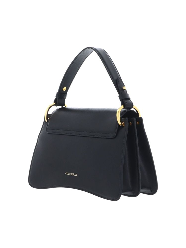 Coccinelle Calfskin Leather Shoulder Bag — Black, view 4