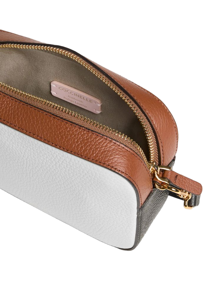 Coccinelle Tebe Tricolor Leather Crossbody Bag — White, view 4