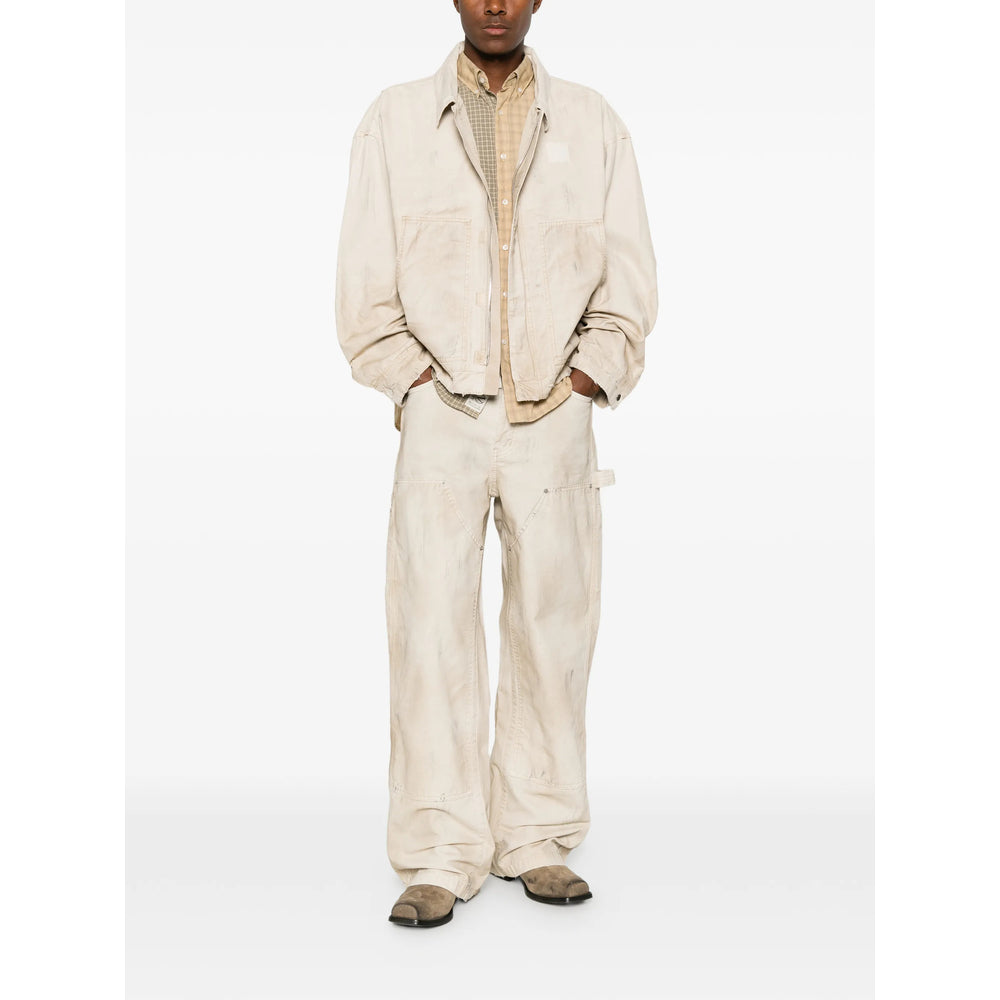 Cole Buxton Relaxed-Fit Cotton Blend Trousers — Beige, view 2