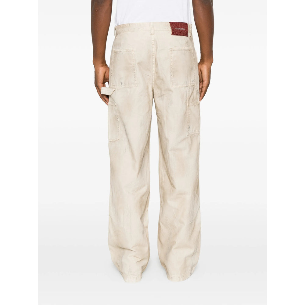 Cole Buxton Relaxed-Fit Cotton Blend Trousers — Beige, view 3