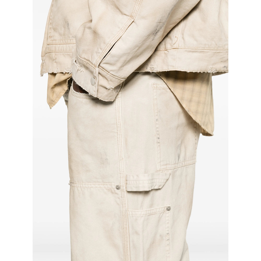 Cole Buxton Relaxed-Fit Cotton Blend Trousers — Beige, view 4